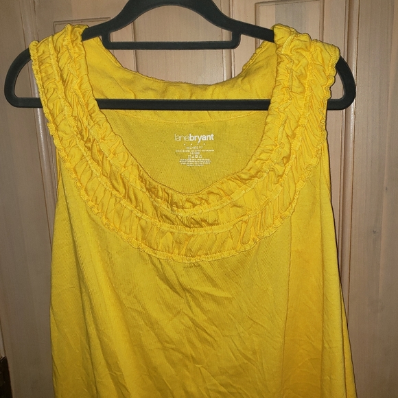 Womens plus sz 14W 16W Lane Bryant yellow shirt 1X - Picture 2 of 3